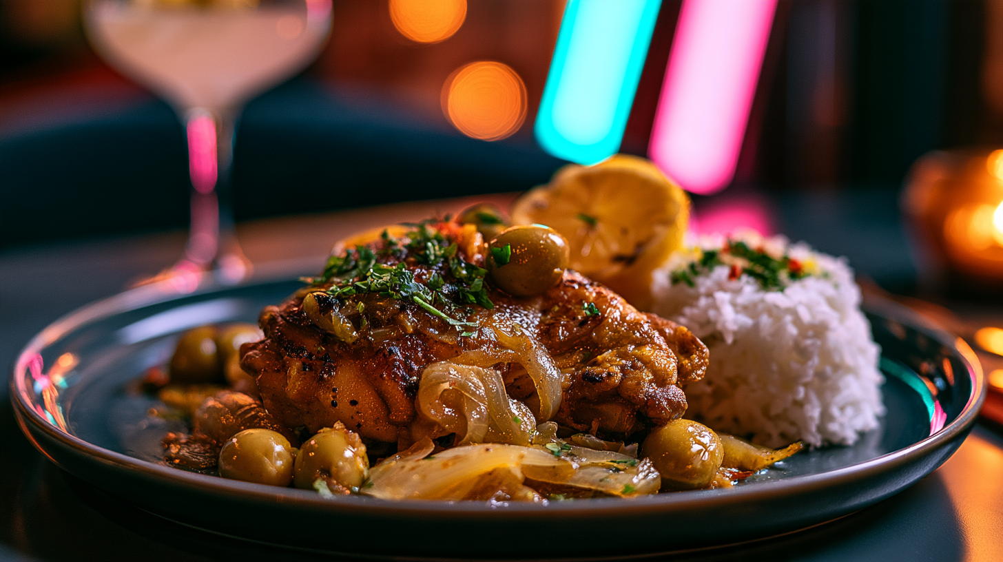 Poulet yassa servi à La Suite 34, Paris 13e